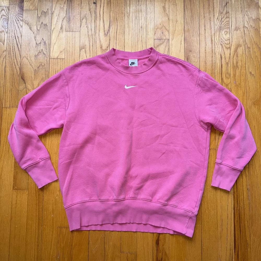 Nike Sweatshirt S Pink Phoenix Fleece Crewneck Pullover Logo Swoosh Oversized